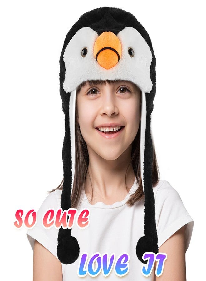 Audaisyly Funny Plush Animal Hat with Ear Flaps, Soft Fleece Hats Cute Bunny Cap for Kids Women Girls Cosplay Party Holiday Gifts (Penguin) - Image 5